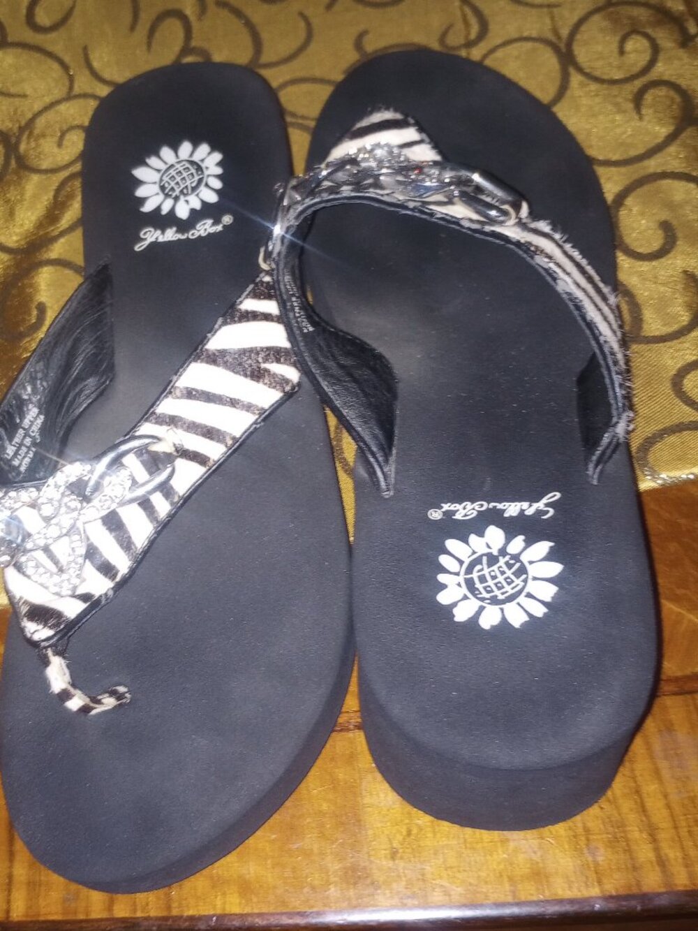 Yellow Box Leather Zebra Flip Flop